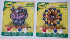 LOT OF 2 Crayola Paint Your Own Suncatcher Kids Craft Activity Cupcake & Flower