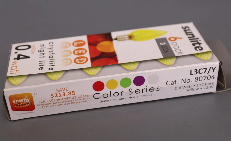 6Pk - SUNLITE 0.4W 120V C7 Blue E12 3LED 80700- SU Light Bulb - Image 3 of 3