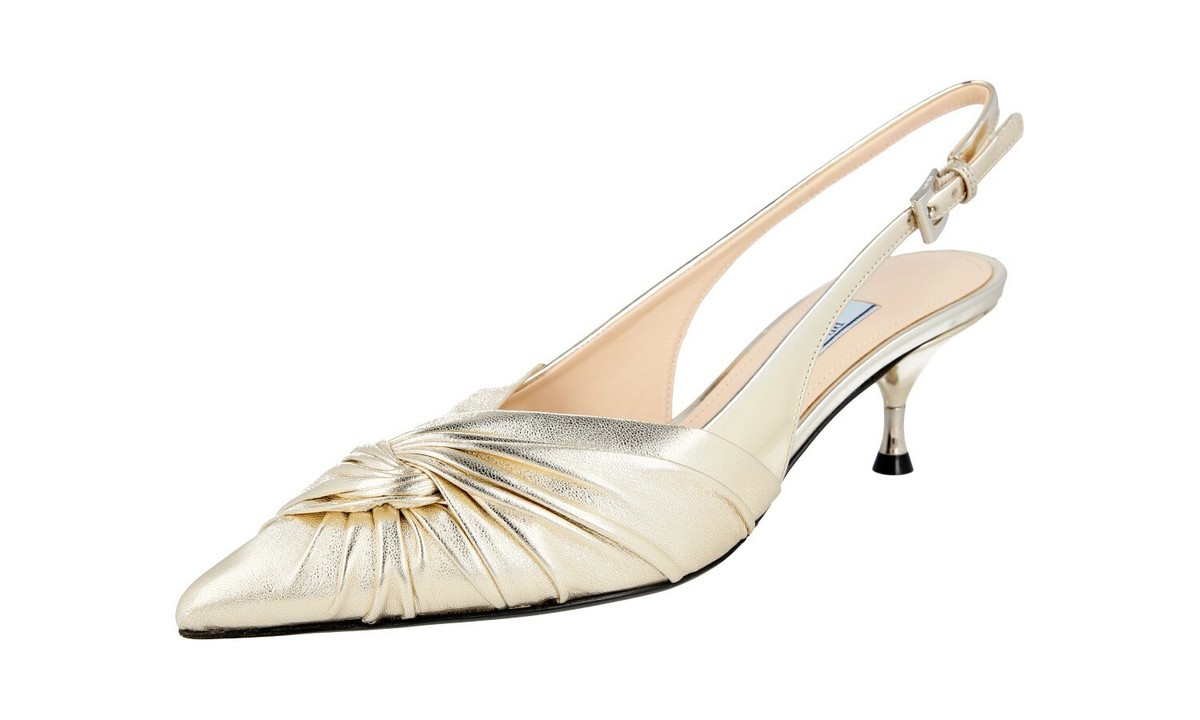 パンプス PRADA**Slingback pumps**Gold PRADA Leather Slingback Pumps Sandals - 1I690I Pyrite Gold