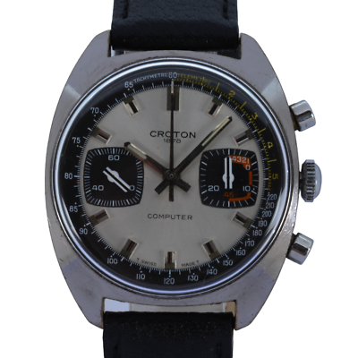 Rare Croton Computer Men's 36mm Manual Chronograph Watch Swiss 17J
