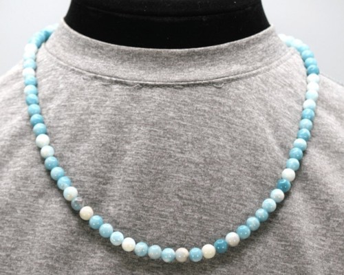 Blue Larimar Smooth Round Gemstone Healing Beaded Beautiful Men Necklaces 18'' - 第 11/12 張圖片