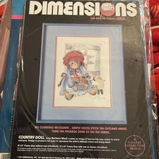1987 Dimensions "COUNTRY DOLL" No Count Cross Stitch Kit Barbara Mock NEW 3633