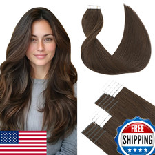 SURNEL 16" Remy Human Hair Tape-in Extensions Medium Brown 20pcs 50g  4-16 
