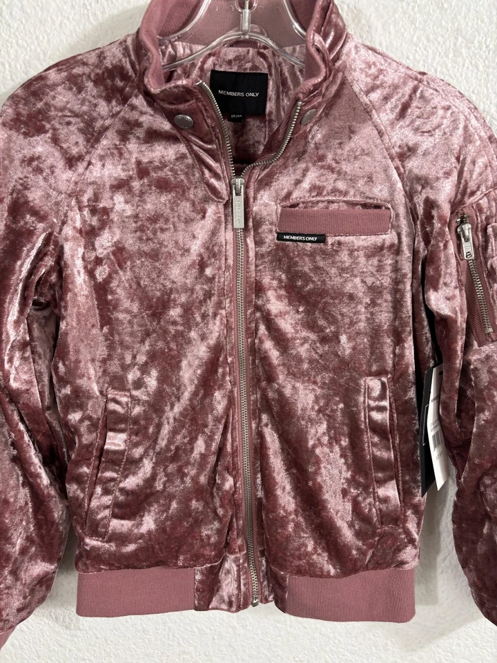Chaqueta Juvenil Solo Miembros 10/12 Rosa Terciopelo Bombardero Cremallera Bolsillo Terciopelo MG912044 Foto 2 de 4