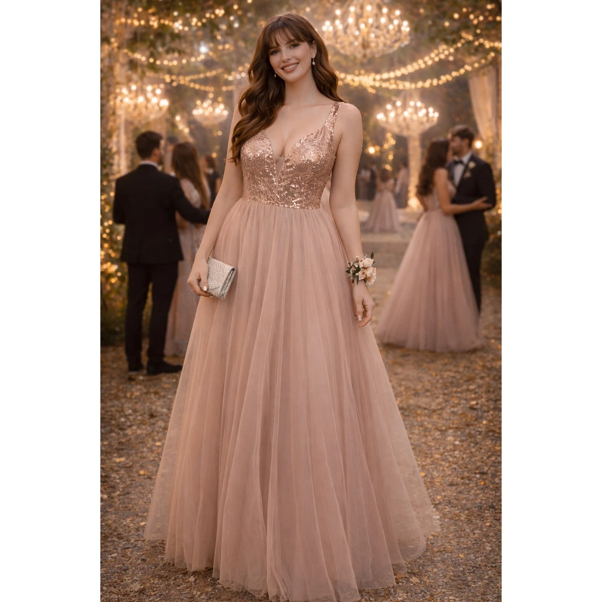 fancy formal dress for men Ever-Pretty Plus Size Sequin Midi Dress with V-Neck for Mothers of the Bride