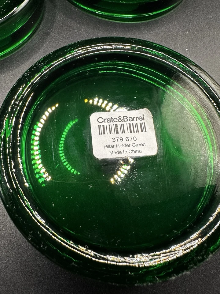 Juego de 3 candelabros de vidrio verde para caja y barril Foto 3 de 4