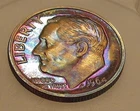 1964 Gem  Proof Dime 90% Silver  MONSTER  Toning  #616 ~ 10