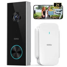 2K Wireless Doorbell Camera with Chime, No Monthly Fee, 180-Day Battery Life, Wi