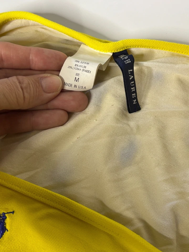 Parte inferior de natación bikini caballo bordado amarillo vintage Y2K Ralph Lauren hecha en EE. UU. M Foto 3 de 4