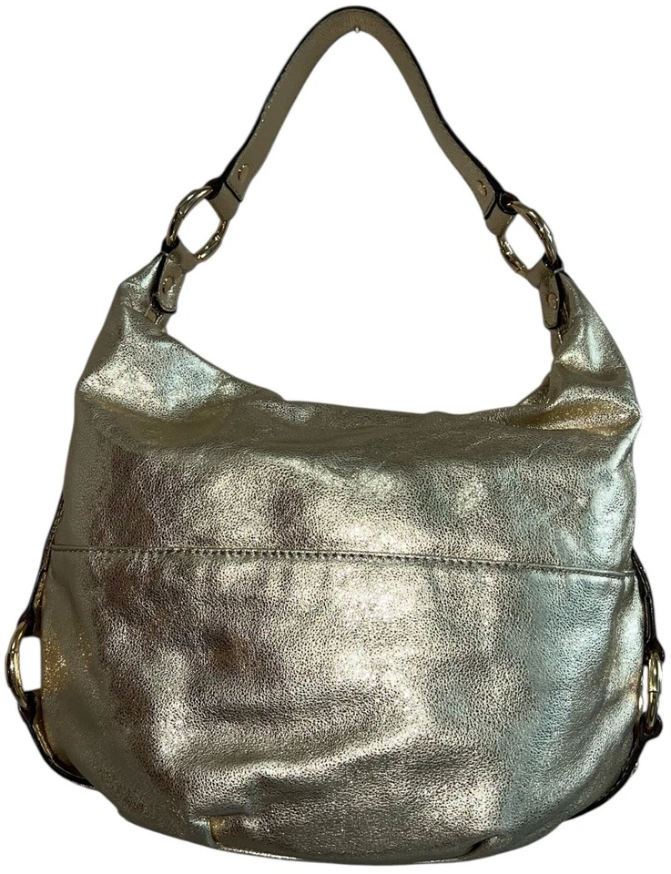 Bolso de Hombro Michael Kors Bedford Dorado Metálico Cuero Hobo Cartera MK Lo Foto 4 de 4