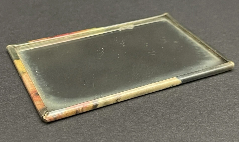 Espejo de Bolsillo Risque Vintage ~ Pelirroja Desnuda Forma con Ventilador Foto 3 de 4