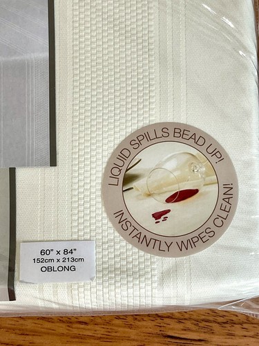 Encore Microfiber Spill Proof Tablecloth ~ Ivory ~ New In Package - Picture 5 of 9
