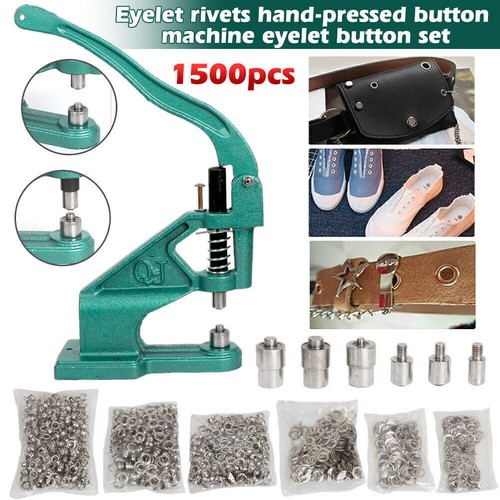 Heavy Duty Grommet Machine Hand Press Tool Eyelet Kit with 3 Dies &1500 Grommets - Picture 2 of 10
