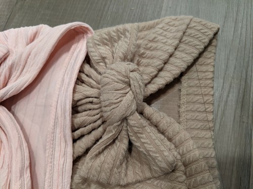 2 Baby Girls Bowknot Hats Cotton Turban Knot Stretchy Headwrap Toddlers 0-12 - Picture 5 of 7