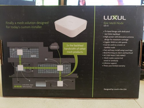 Luxul Epic Mesh Node MN-10 4×4 5GHz Backhaul Channel 600Mbps Mesh Network - Picture 2 of 2