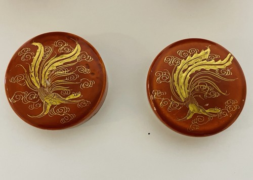 Pair of Antique Japanese Ceramic Kutani Ginger Jars and Covers - Picture 8 of 13