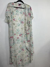 TORRID Women Ivory Pink Green Floral Birds Short Sleeve Cardigan Dress Size 2/3