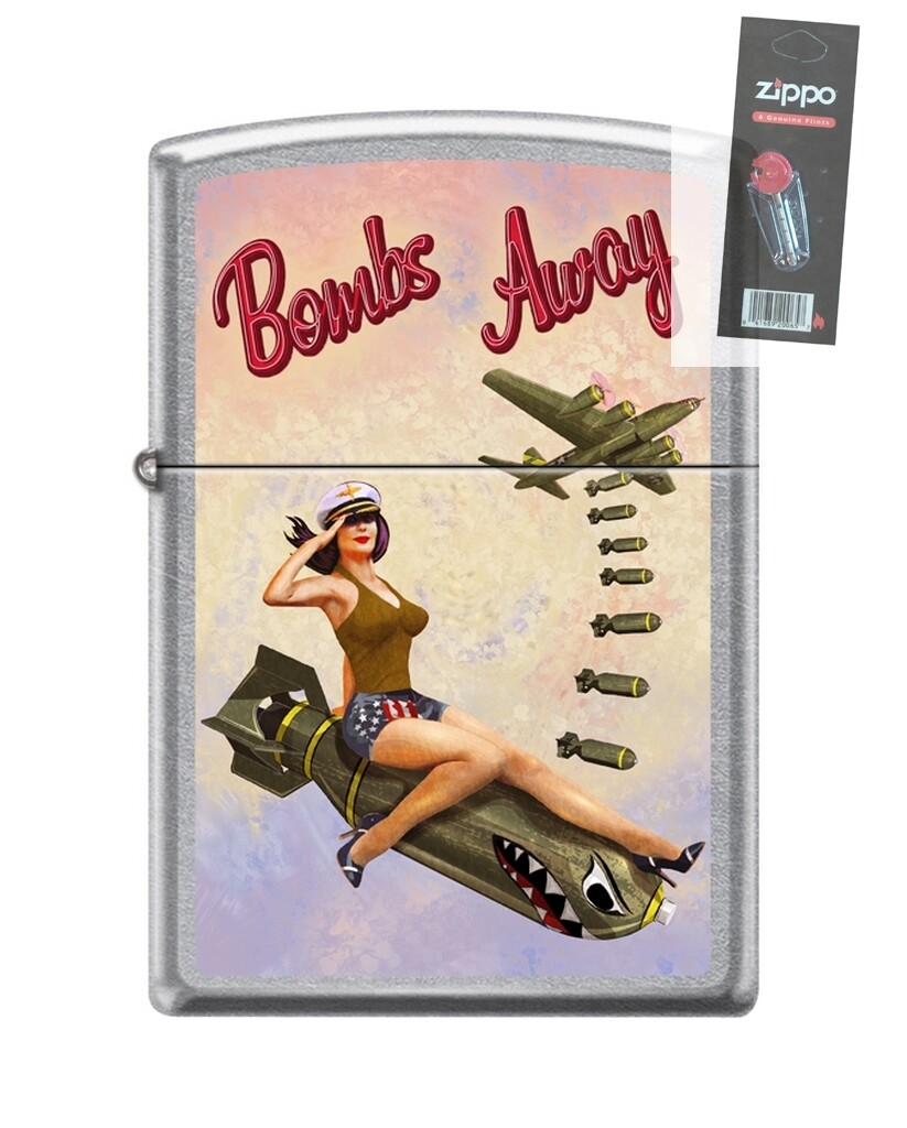 Zippo 82159 bombs away girl pinup woman ww2 Lighter + FLINT