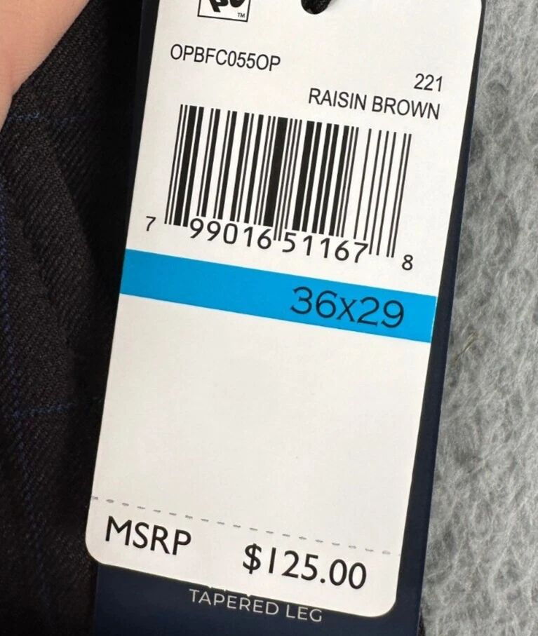 Pantalones Penguin Para Hombres 34X29 Marrón Ventana Panel Cuadros Vestido Calce Ajustado Pierna Recta NUEVO Foto 2 de 4