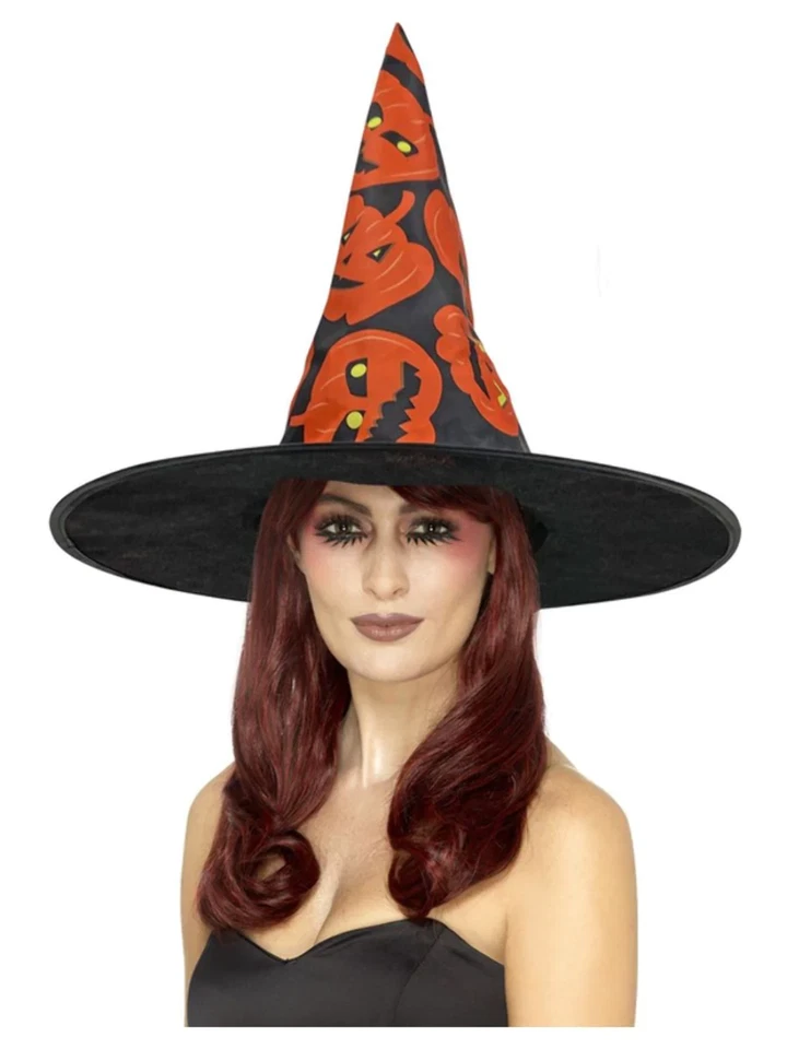 Kürbis Hexenhut Damen Halloween Hexenhut Kostüm Zubehör - Bild 1 von 1