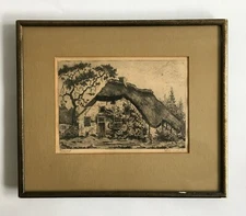 Suze de Lint 'Brabantian Farmhouse' Original Etching c.1910-1920 Signed
