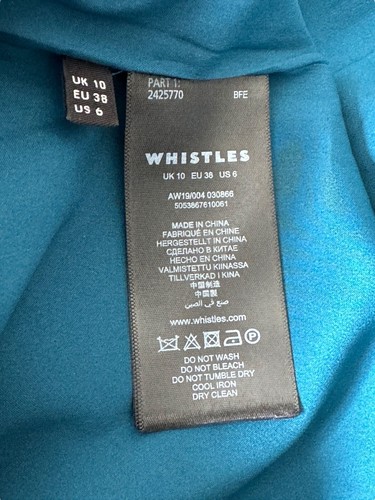 Whistles abito seta donna UK 10 blu midi grande gatto matrimonio ospite festa festival - Foto 14 di 17