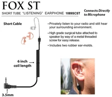 Tactical Ear Gadgets FOX 3.5mm Listen Only POLICE Earphone with Straight Tube