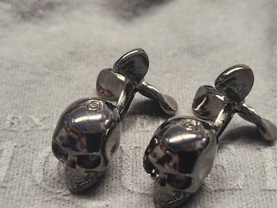 ALEXANDER MCQUEEN BLACK GUNMETAL SKULL MENS DESIGNER
