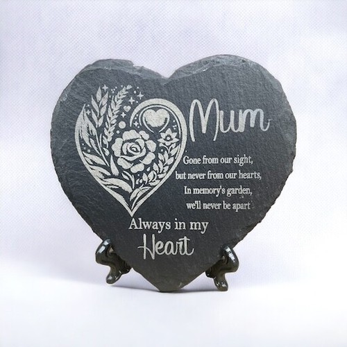Memorial plaque Slate heart Remembrance stone Cross plaque Rose memorial Grave - Picture 21 of 90