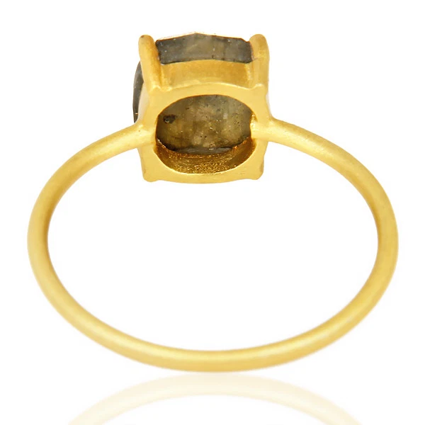 Joyería anillo niña chapado en oro plata 925 piedras preciosas labradorita corte cojín Foto 3 de 3