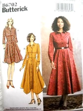 Button Up Dresses Misses Size 14-22 Butterick 6702 Sewing Pattern