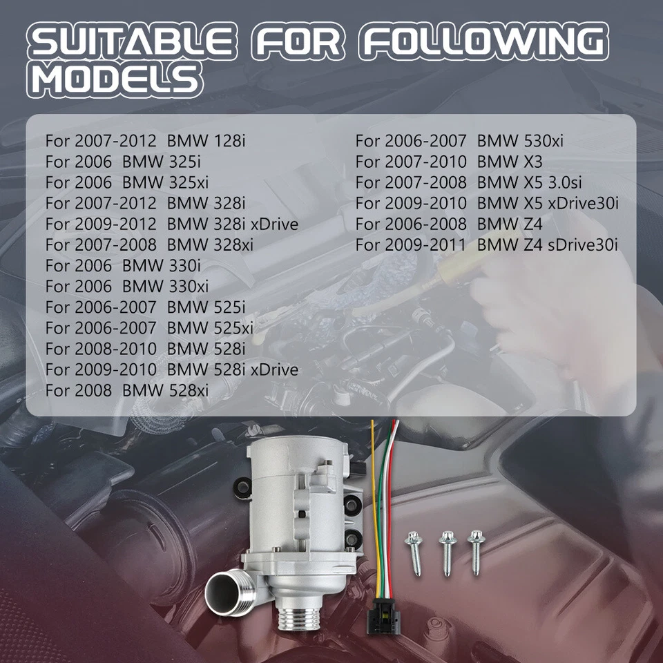 Electric Water Pump For 2009-2010  BMW 528i xDrive 2006-2008  BMW Z4 - Image 3 of 4