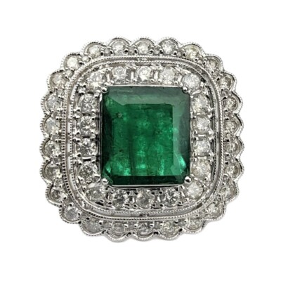 Designer Ellanza 14K White Gold 5.68 CT Natural Emerald & 2.26 CTW 
