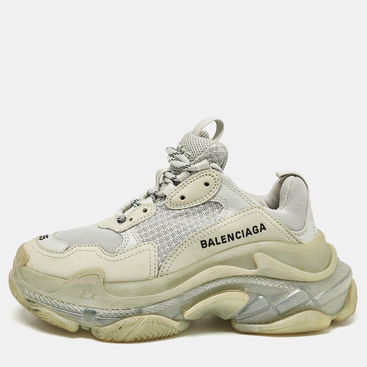 Balenciaga Grey Leather Mesh Triple S Low Top Sneakers Size Balenciaga Grey Leather Mesh Triple S Low Top Sneakers Size