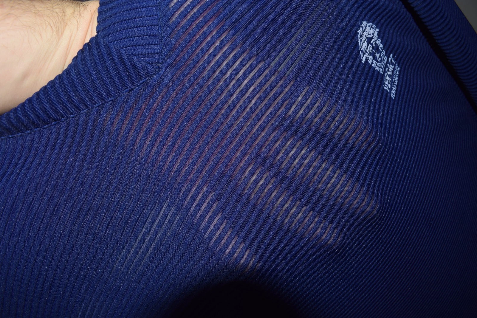 Abito top vintage anni 90 Versace Jeans Couture maglia marina a costine medusa nylon taglia L