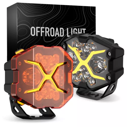 2x NOVSIGHT 4 Inch LED Pods X Series Work Off Road Driving Light with Yellow DRL