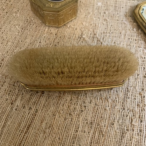 Antique French Gilt Bronze,Blue Cloisonne Champleve Hand Mirror Enamel Brush Set - Picture 14 of 18