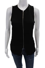 A.L.C. Womens Color Block Full Zip Sleeveless Blouse Top Black White Size 0