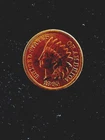 1865 Indian Head Cent Penny Looks AU. Full Liberty, Four Diamonds & Fancy Five.