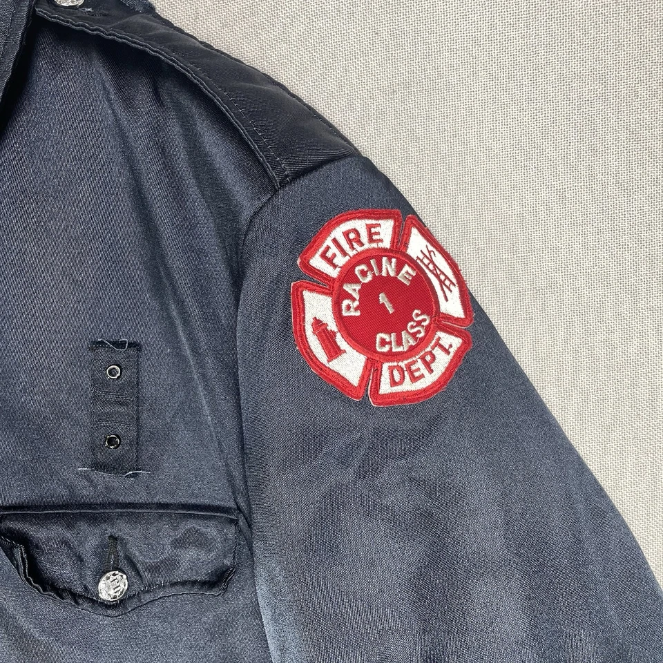 VINTAGE Racine Fire Department Jacket Mens Size 44 Short Blauer 80s Fireman Wis - Image 3 of 4