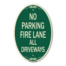 SignMission Designer Series Sign - Fire Lane All Driveways 12" x 18" Metal Sign