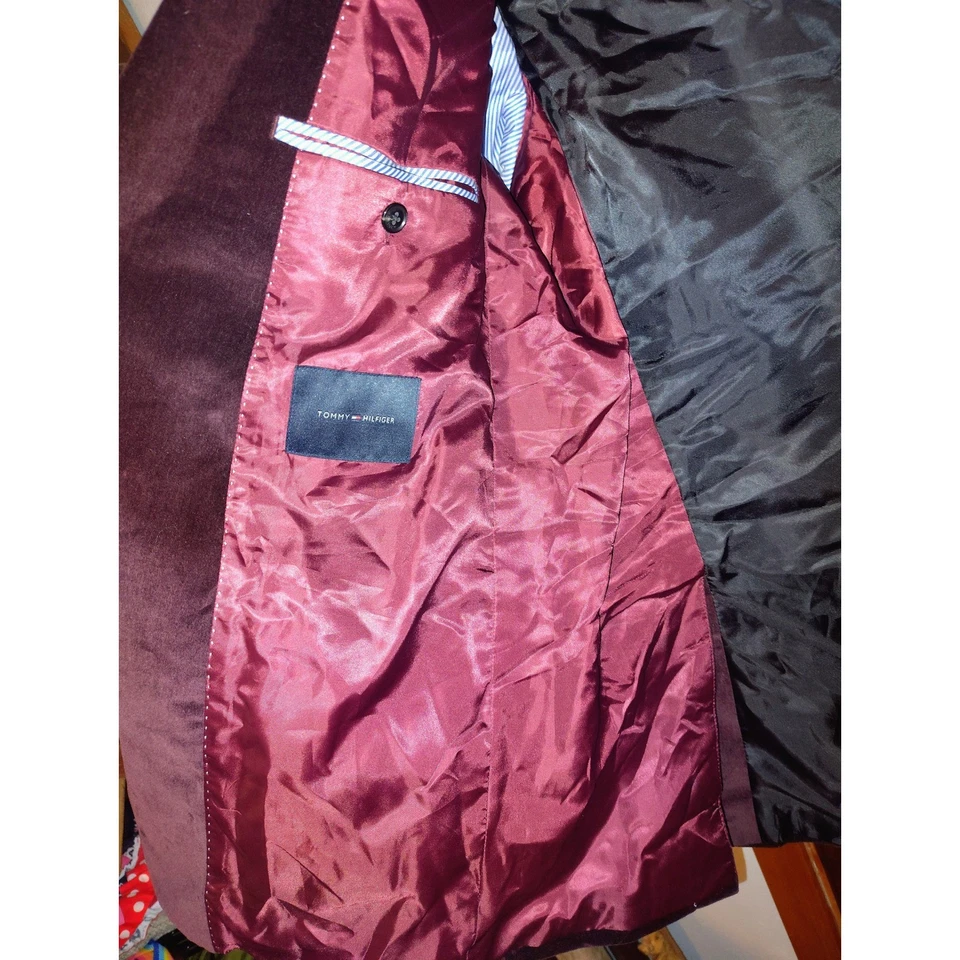 Chaqueta blazer Tommy Hilfiger de terciopelo borgoña para hombre Foto 3 de 4