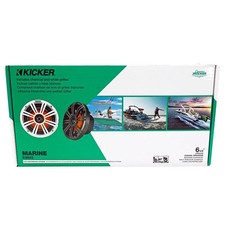 (2) KICKER 45KM654L 6.5" 390w Marine LED Speakers w/Charcoal+White Grilles KM65
