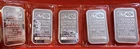Set of 5 sealed, 1 oz Johnson Matthey (JM) silver bars,consecutive serial # .999