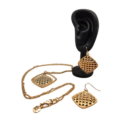 Conjunto de pendientes collar monet de colección tono dorado facetado forma diamante en caja - Imagen 3 de 8
