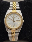 Vintage Seiko 24.5mm Silver Tone Day Date Dial Two Tone Quartz Women's Watch