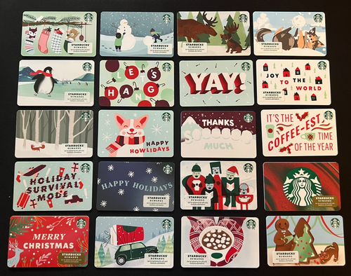 Menge 250+ Urlaub Thema Starbucks Geschenkkarten - Neu/Unbenutzt! 47 einzigartige Designs