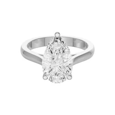 14K White Gold 1.50CT Pear Cut Lab Grown Diamond Cathedral Solitaire Ring