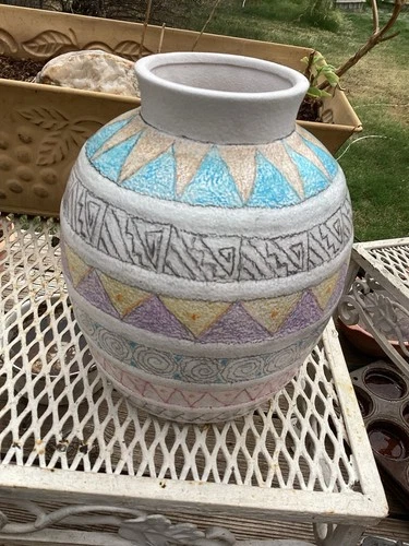 Native American Indian Handcrafted Pottery Vase  9” Tall, Hand Painted