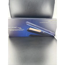 Gold Pro Styling Iron by Bio Ionic Navy Blue - 1” Inch Flat Iron NEW